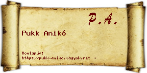 Pukk Anikó névjegykártya